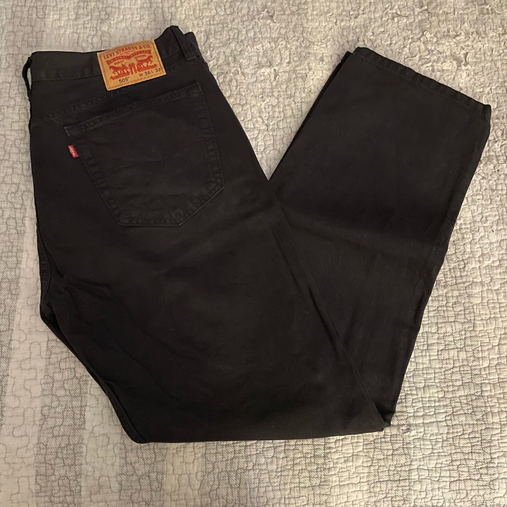 Mens Levis 505 dark canvas jeans 36x32 worn a few times washed only once